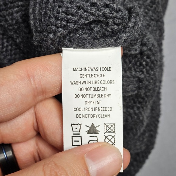 Carbon 2 Cobalt Hoodie Mens XL Gray Chunky Knit Textured Sweatshirt Drawstrings - Picture 5 of 9